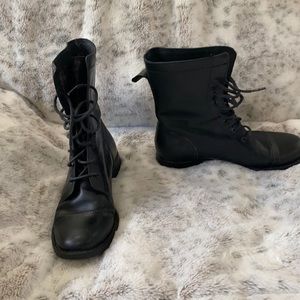 Black combat boots